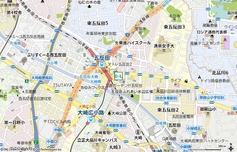 銀座メガネコンタクト　五反田東口店付近の地図